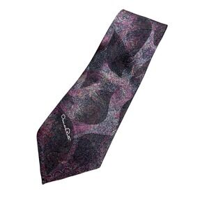 Oscar de la Renta Purple Hearts Paisley Necktie for Men Designer Silk Tie‎ USA